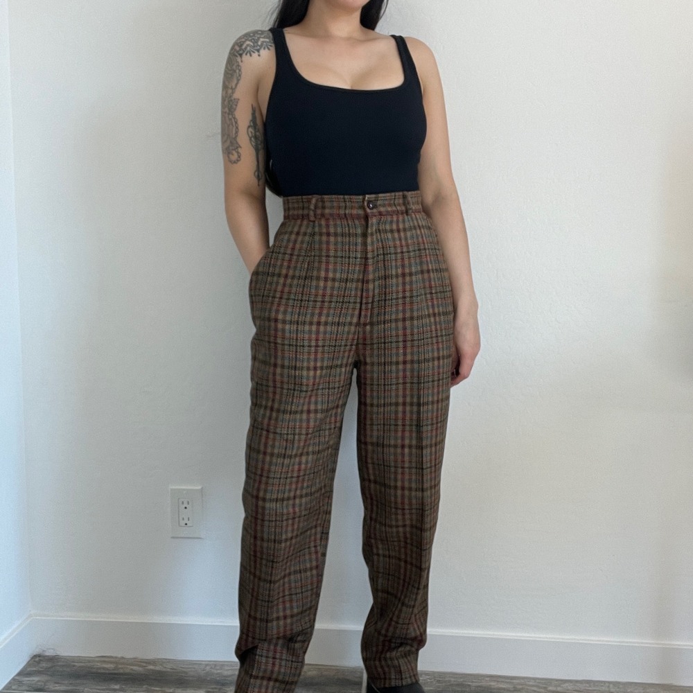 JH Collectibles Plaid Wool Trousers Womens 10 High Rise Tapered Leg vintage